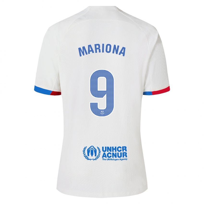 Mann Mariona Caldentey #9 Hvit Bortetrøye Drakt Trøye 2023/24 Skjorter T-Skjorte
