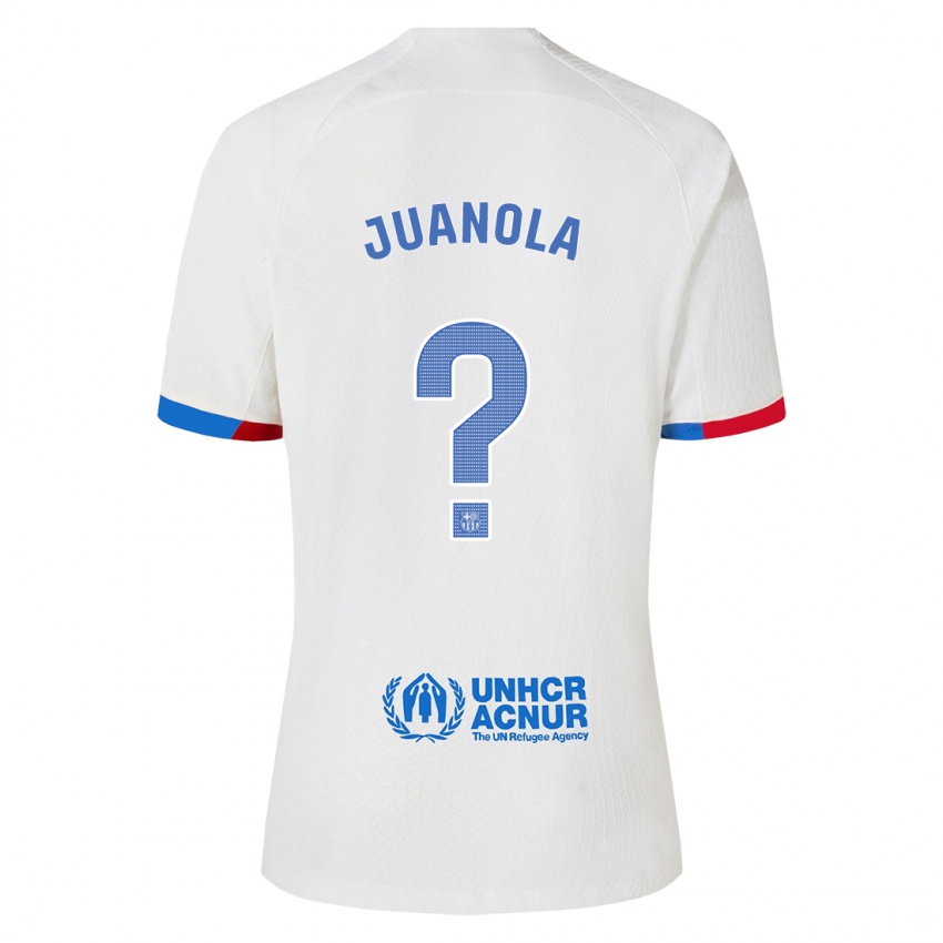 Mann Mika Juanola #0 Hvit Bortetrøye Drakt Trøye 2023/24 Skjorter T-Skjorte
