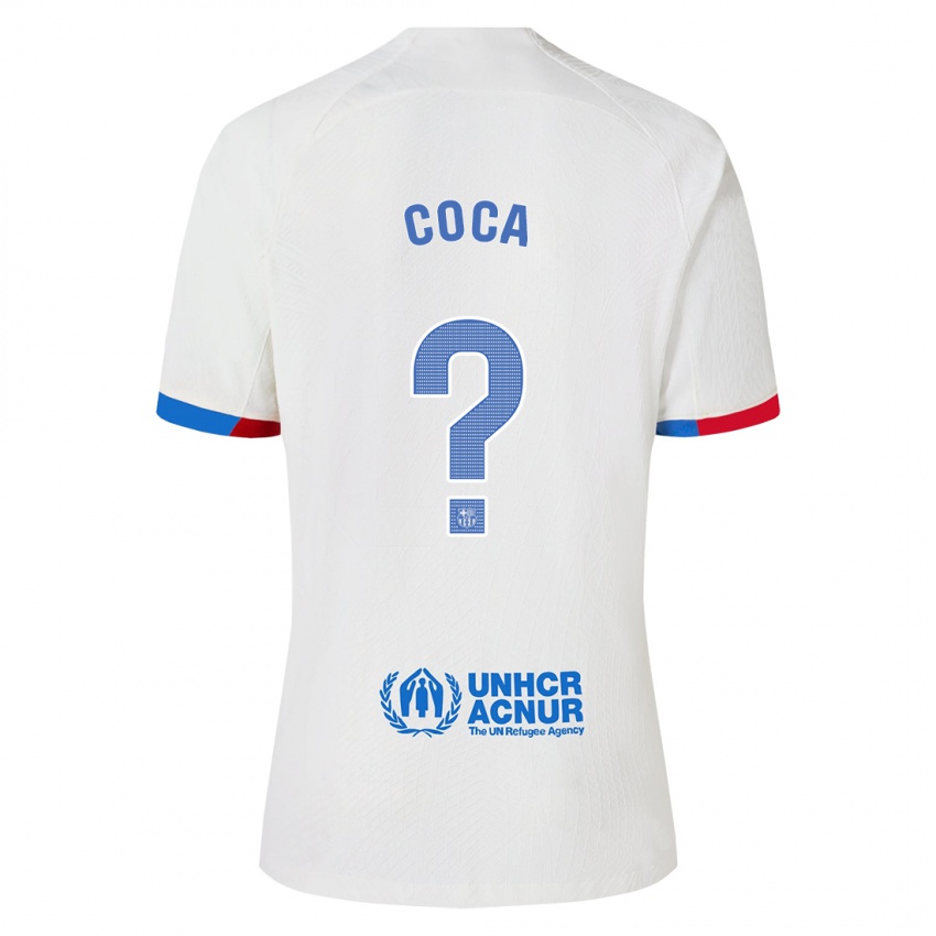 Mann Jordi Coca #0 Hvit Bortetrøye Drakt Trøye 2023/24 Skjorter T-Skjorte