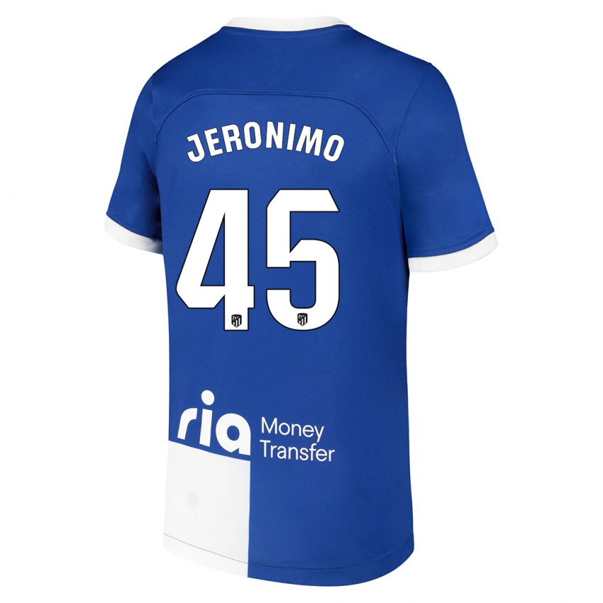 Mann Isaiah Jeronimo #45 Blå Hvit Bortetrøye Drakt Trøye 2023/24 Skjorter T-Skjorte