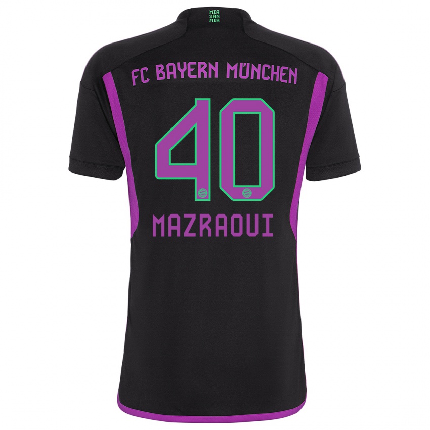 Mann Noussair Mazraoui #40 Svart Bortetrøye Drakt Trøye 2023/24 Skjorter T-Skjorte