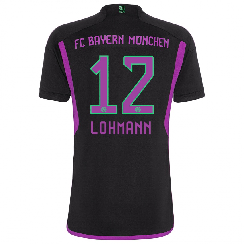 Mann Sydney Lohmann #12 Svart Bortetrøye Drakt Trøye 2023/24 Skjorter T-Skjorte