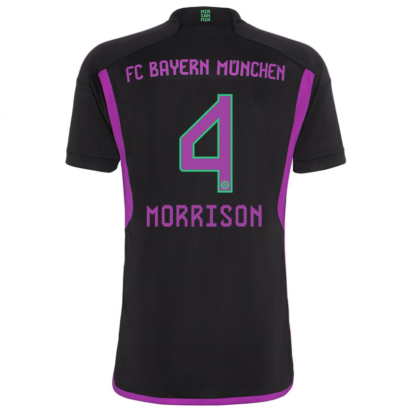 Mann Liam Morrison #4 Svart Bortetrøye Drakt Trøye 2023/24 Skjorter T-Skjorte