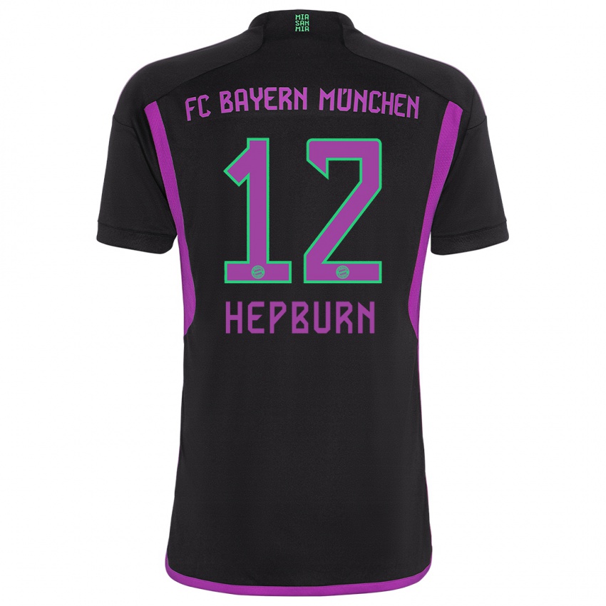 Mann Barry Hepburn #12 Svart Bortetrøye Drakt Trøye 2023/24 Skjorter T-Skjorte