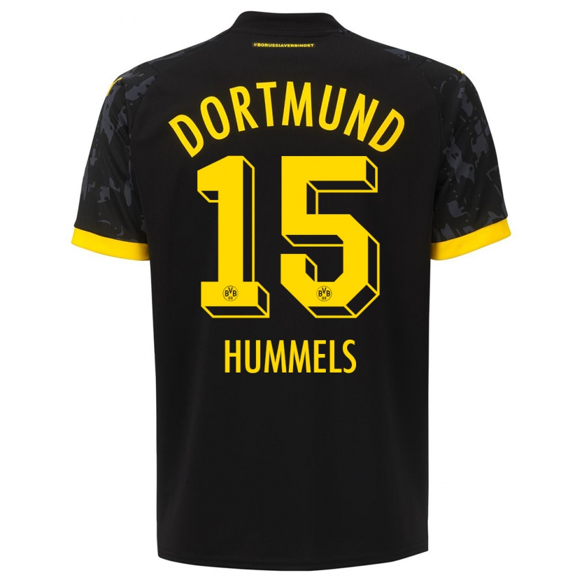 Mann Mats Hummels #15 Svart Bortetrøye Drakt Trøye 2023/24 Skjorter T-Skjorte