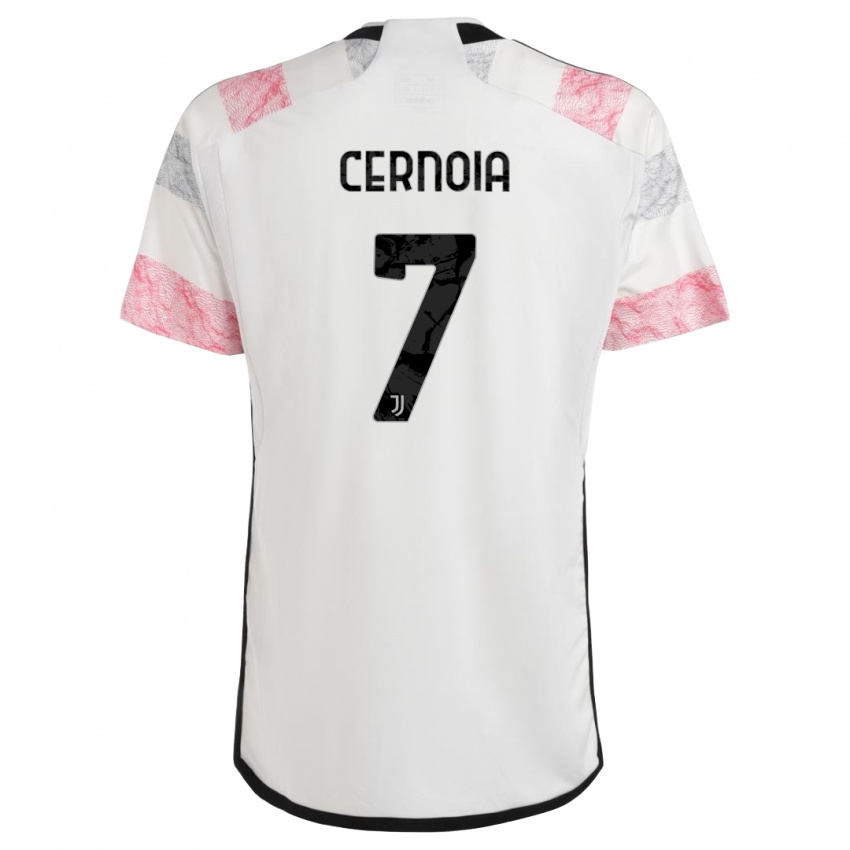 Mann Valentina Cernoia #7 Hvit Rosa Bortetrøye Drakt Trøye 2023/24 Skjorter T-Skjorte