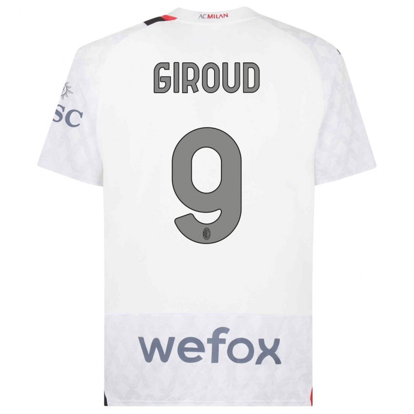 Mann Olivier Giroud #9 Hvit Bortetrøye Drakt Trøye 2023/24 Skjorter T-Skjorte