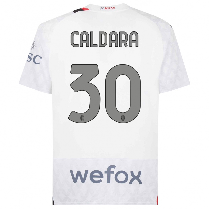 Mann Mattia Caldara #30 Hvit Bortetrøye Drakt Trøye 2023/24 Skjorter T-Skjorte