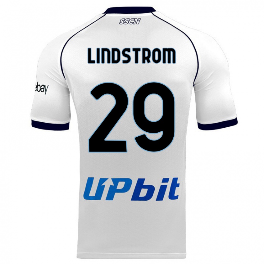 Mann Jesper Lindstrom #29 Hvit Bortetrøye Drakt Trøye 2023/24 Skjorter T-Skjorte