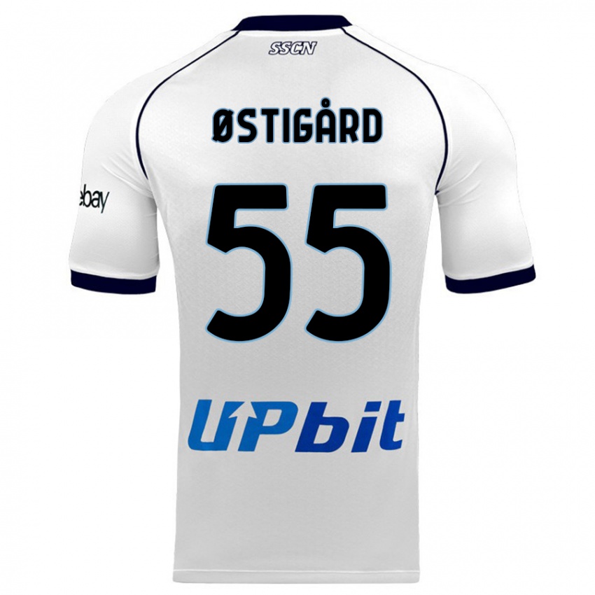 Mann Leo Ostigard #55 Hvit Bortetrøye Drakt Trøye 2023/24 Skjorter T-Skjorte
