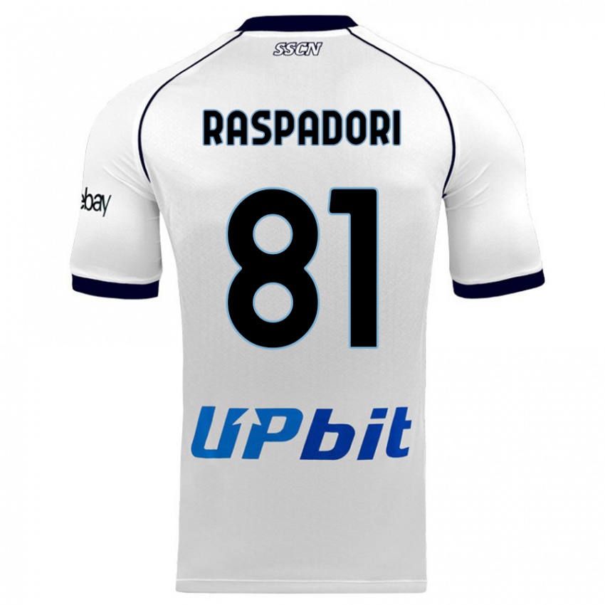 Mann Giacomo Raspadori #81 Hvit Bortetrøye Drakt Trøye 2023/24 Skjorter T-Skjorte