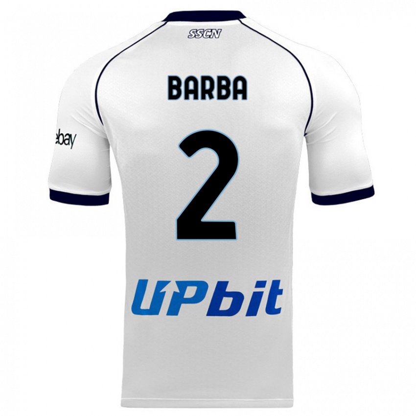 Mann Benedetto Barba #2 Hvit Bortetrøye Drakt Trøye 2023/24 Skjorter T-Skjorte