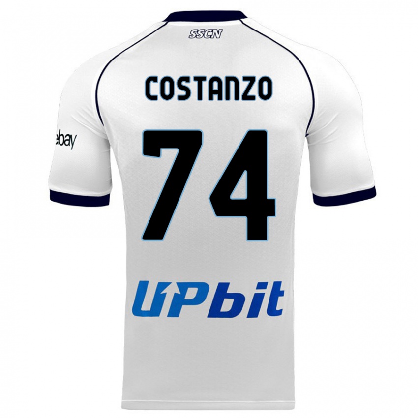 Mann Davide Costanzo #74 Hvit Bortetrøye Drakt Trøye 2023/24 Skjorter T-Skjorte