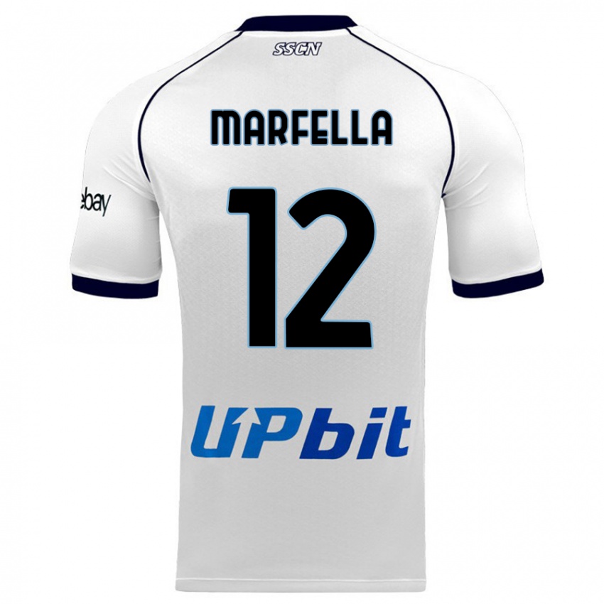 Mann Davide Marfella #12 Hvit Bortetrøye Drakt Trøye 2023/24 Skjorter T-Skjorte