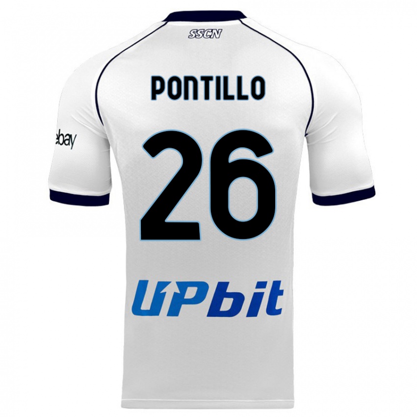 Mann Pasquale Pontillo #26 Hvit Bortetrøye Drakt Trøye 2023/24 Skjorter T-Skjorte