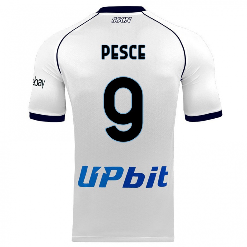 Mann Antonio Pesce #9 Hvit Bortetrøye Drakt Trøye 2023/24 Skjorter T-Skjorte