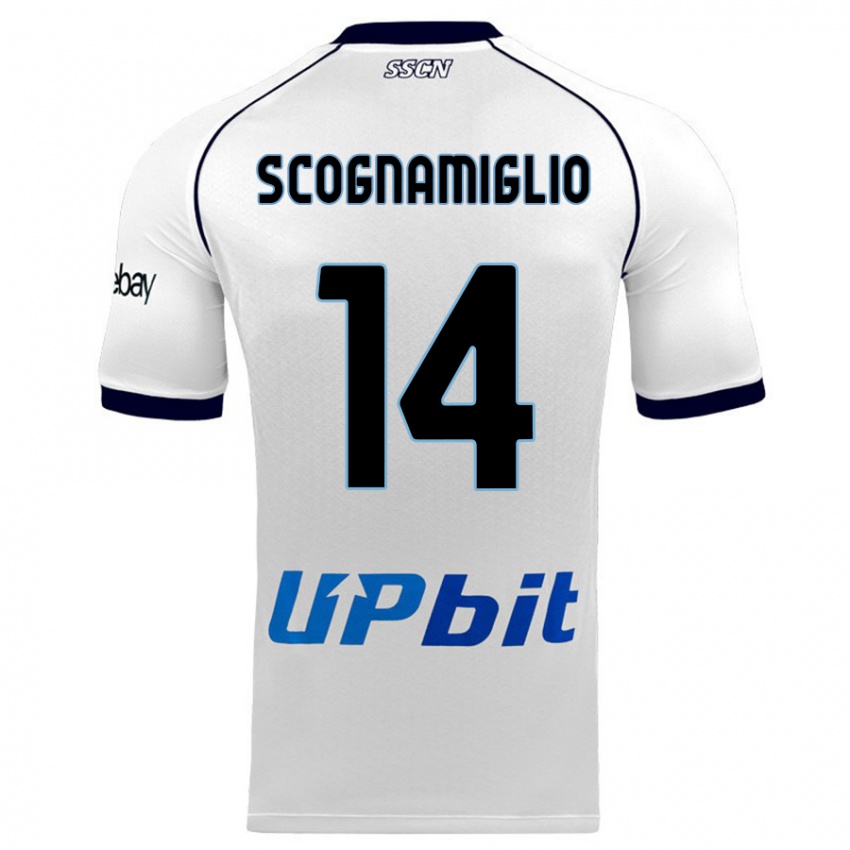 Mann Fabio Scognamiglio #14 Hvit Bortetrøye Drakt Trøye 2023/24 Skjorter T-Skjorte