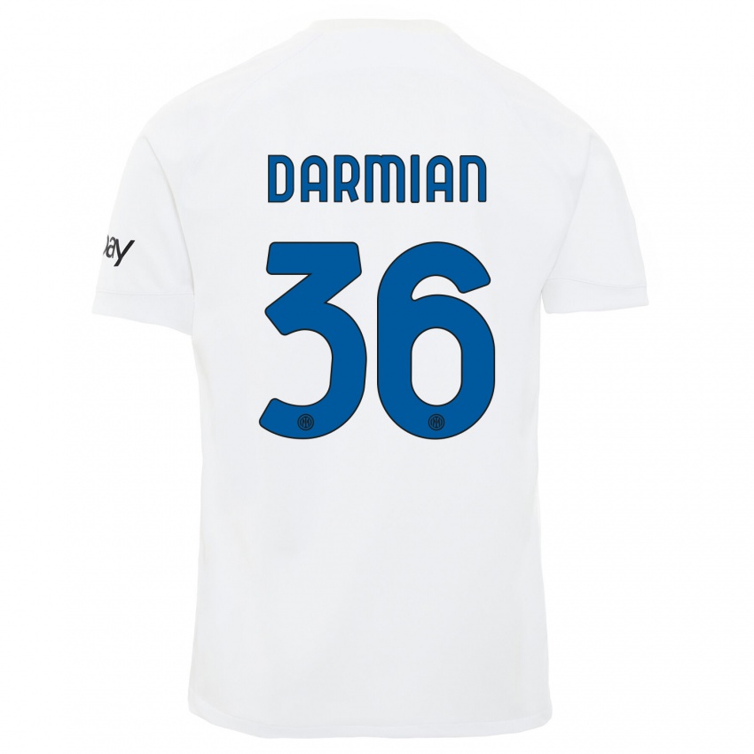 Mann Matteo Darmian #36 Hvit Bortetrøye Drakt Trøye 2023/24 Skjorter T-Skjorte