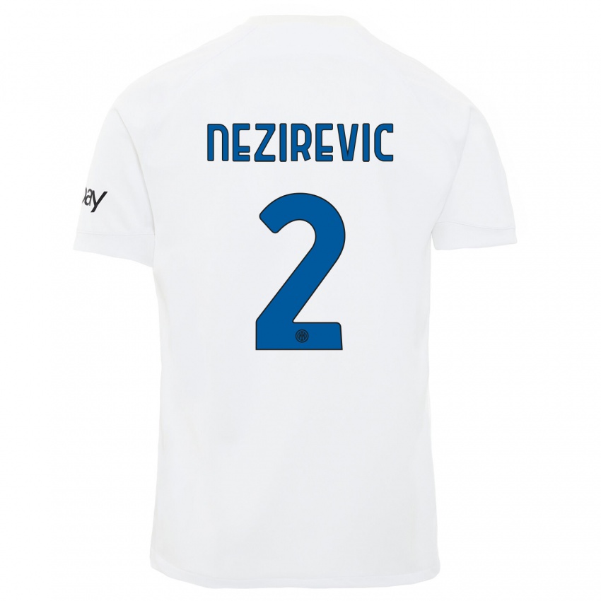 Mann Alem Nezirevic #2 Hvit Bortetrøye Drakt Trøye 2023/24 Skjorter T-Skjorte