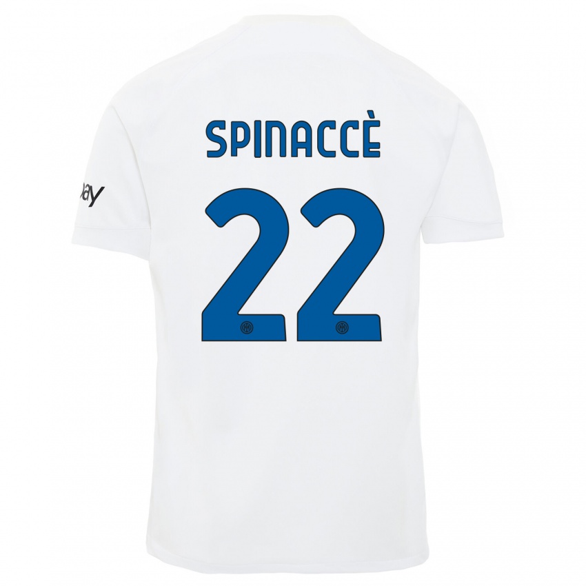 Mann Matteo Spinaccè #22 Hvit Bortetrøye Drakt Trøye 2023/24 Skjorter T-Skjorte