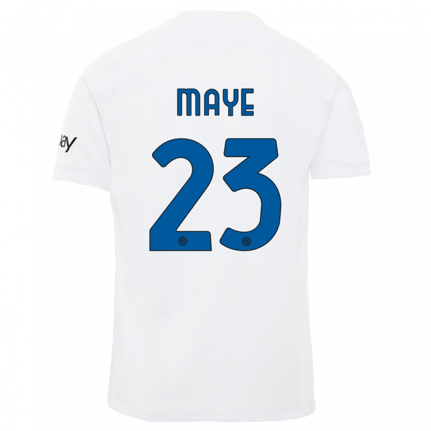 Mann Yvan Maye #23 Hvit Bortetrøye Drakt Trøye 2023/24 Skjorter T-Skjorte