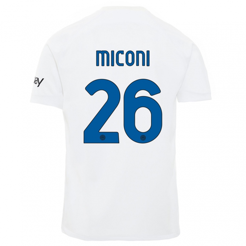 Mann Riccardo Miconi #26 Hvit Bortetrøye Drakt Trøye 2023/24 Skjorter T-Skjorte