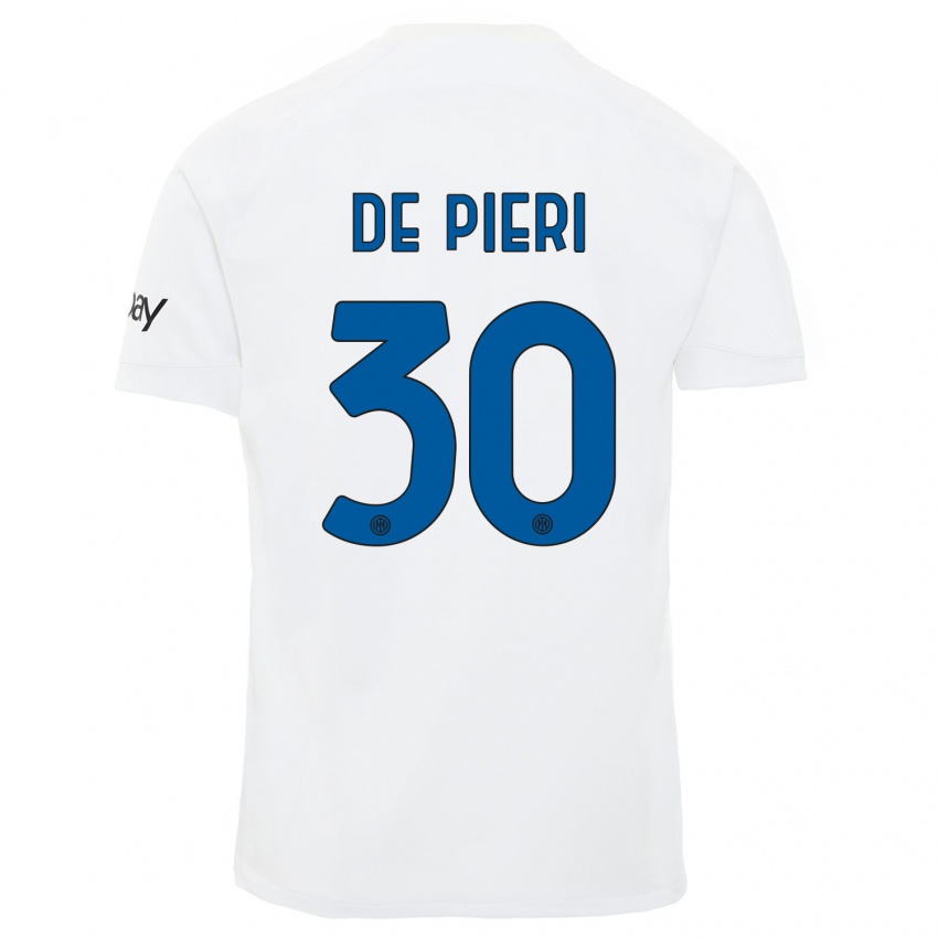 Mann Giacomo De Pieri #30 Hvit Bortetrøye Drakt Trøye 2023/24 Skjorter T-Skjorte