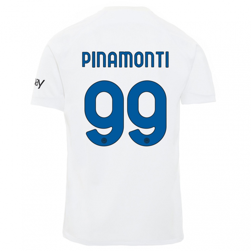 Mann Andrea Pinamonti #99 Hvit Bortetrøye Drakt Trøye 2023/24 Skjorter T-Skjorte