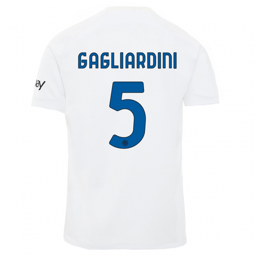 Mann Roberto Gagliardini #5 Hvit Bortetrøye Drakt Trøye 2023/24 Skjorter T-Skjorte