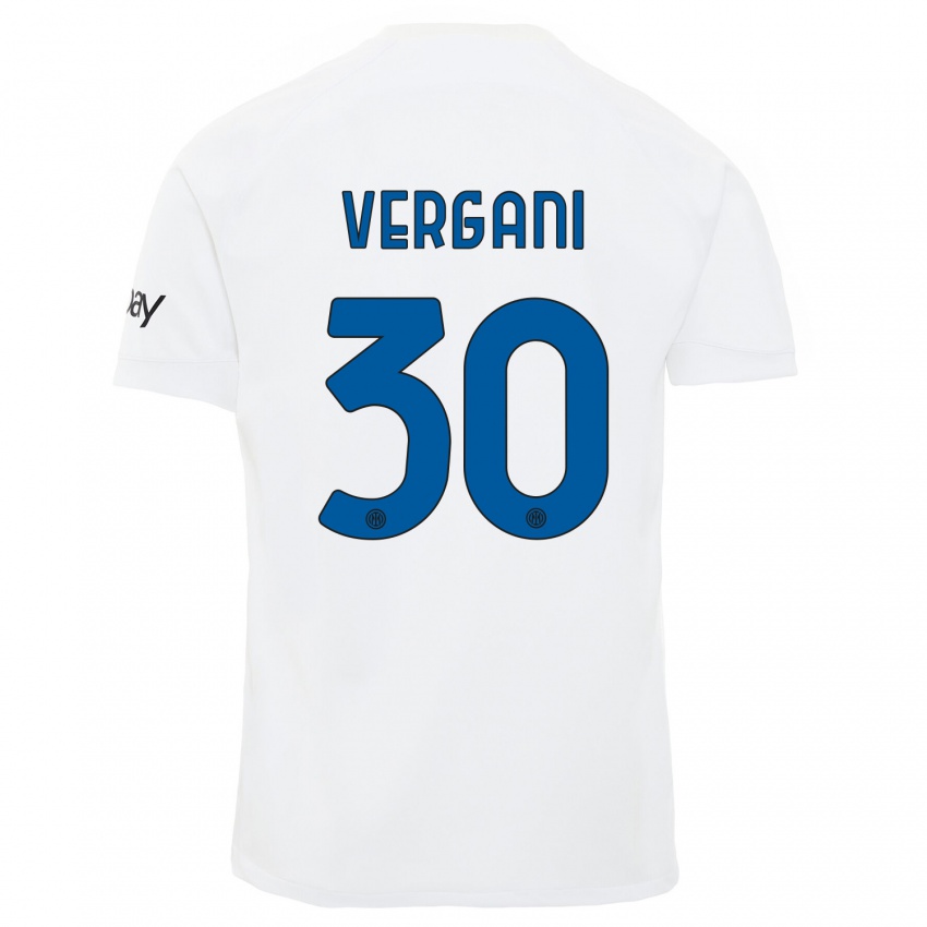 Mann Bianca Vergani #30 Hvit Bortetrøye Drakt Trøye 2023/24 Skjorter T-Skjorte