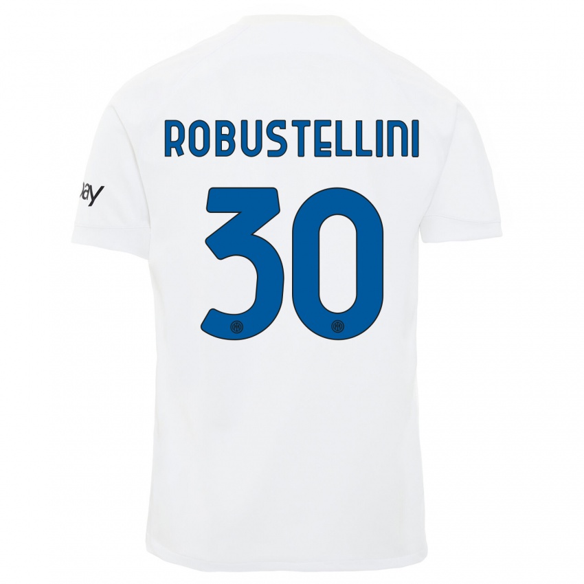 Mann Chiara Robustellini #30 Hvit Bortetrøye Drakt Trøye 2023/24 Skjorter T-Skjorte