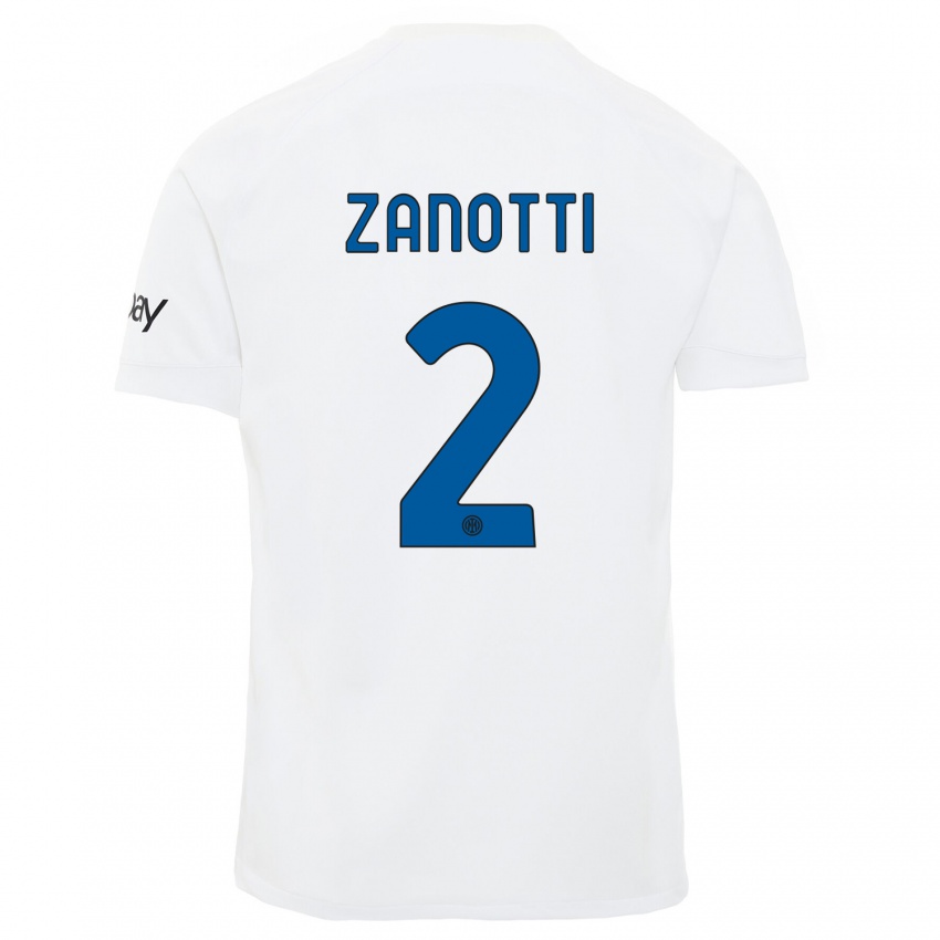 Mann Mattia Zanotti #2 Hvit Bortetrøye Drakt Trøye 2023/24 Skjorter T-Skjorte
