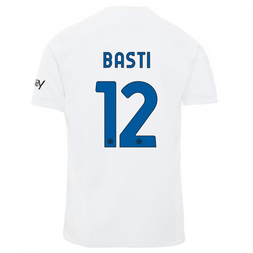 Mann Matteo Basti #12 Hvit Bortetrøye Drakt Trøye 2023/24 Skjorter T-Skjorte