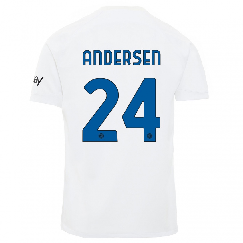 Mann Silas Andersen #24 Hvit Bortetrøye Drakt Trøye 2023/24 Skjorter T-Skjorte