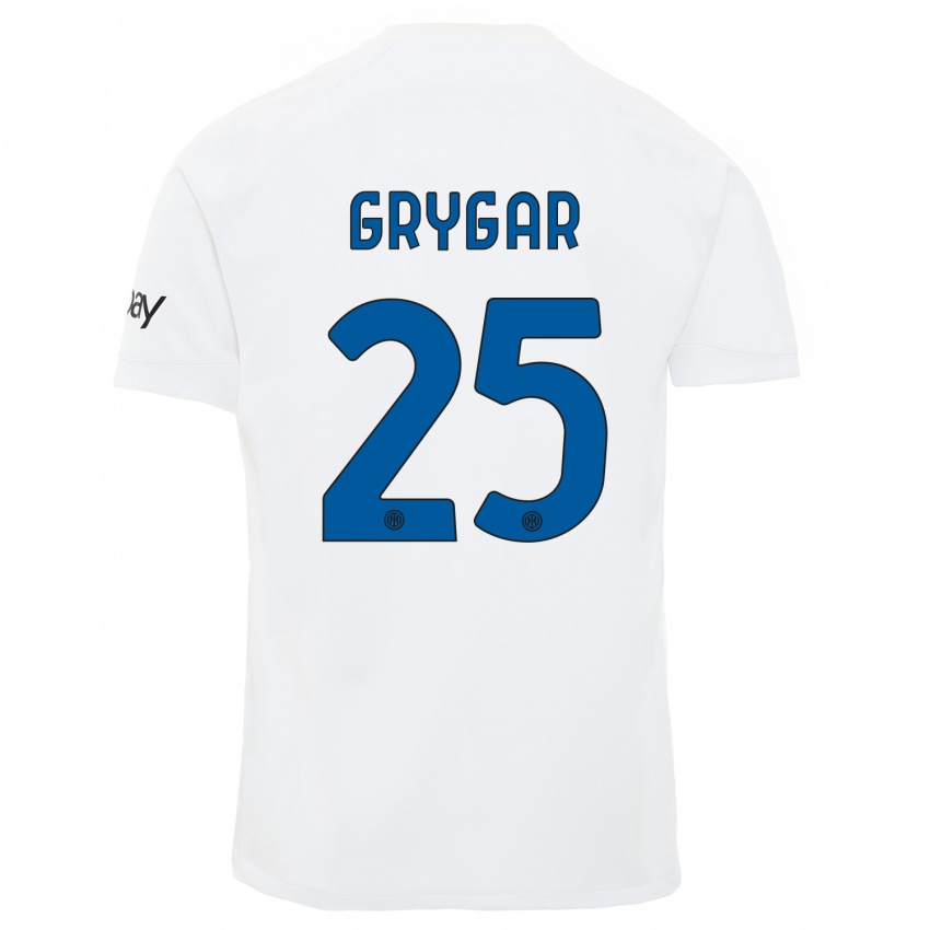 Mann Samuel Grygar #25 Hvit Bortetrøye Drakt Trøye 2023/24 Skjorter T-Skjorte