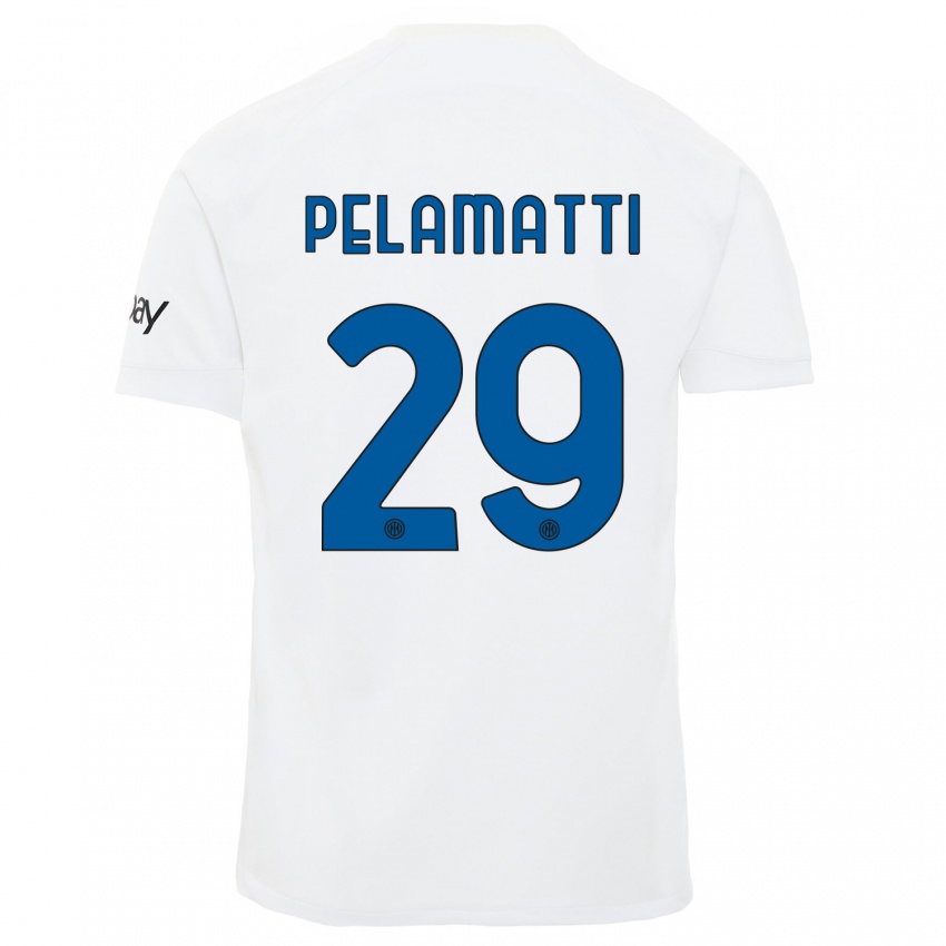 Mann Andrea Pelamatti #29 Hvit Bortetrøye Drakt Trøye 2023/24 Skjorter T-Skjorte