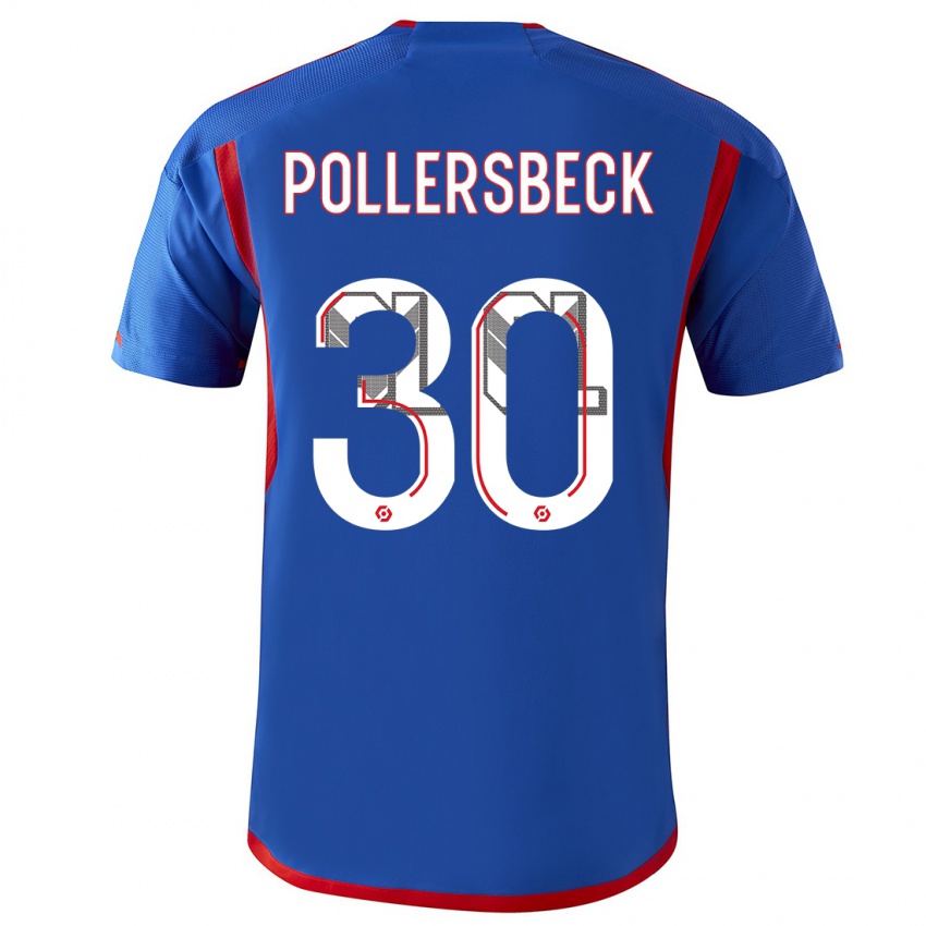 Mann Julian Pollersbeck #30 Blå Rød Bortetrøye Drakt Trøye 2023/24 Skjorter T-Skjorte