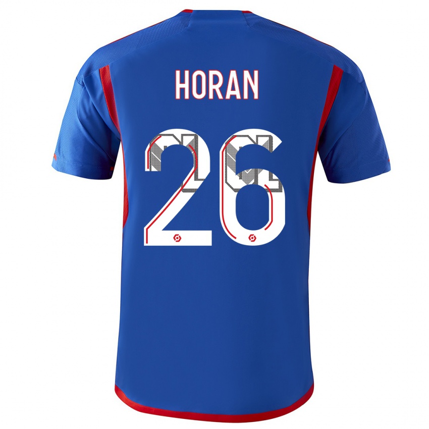 Mann Lindsey Horan #26 Blå Rød Bortetrøye Drakt Trøye 2023/24 Skjorter T-Skjorte