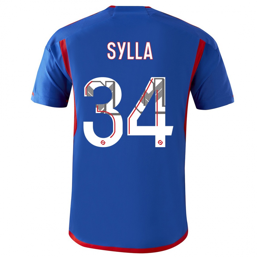 Mann Kysha Sylla #34 Blå Rød Bortetrøye Drakt Trøye 2023/24 Skjorter T-Skjorte