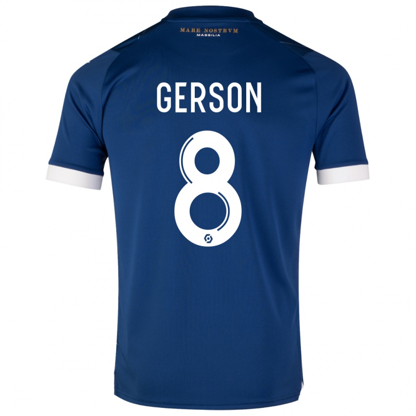 Mann Gerson #8 Mørke Blå Bortetrøye Drakt Trøye 2023/24 Skjorter T-Skjorte