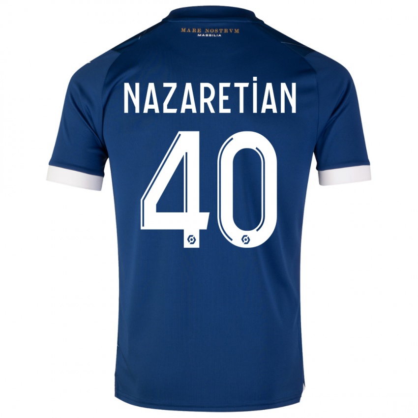 Mann Manuel Nazaretian #40 Mørke Blå Bortetrøye Drakt Trøye 2023/24 Skjorter T-Skjorte