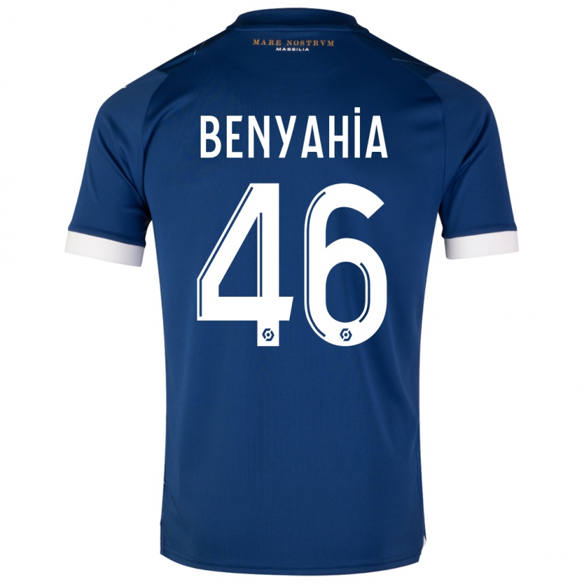 Mann Aylan Benyahia-Tani #46 Mørke Blå Bortetrøye Drakt Trøye 2023/24 Skjorter T-Skjorte