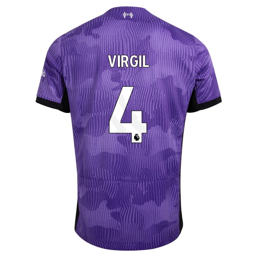 Mann Virgil Van Dijk #4 Lilla Tredje Sett Drakt Trøye 2023/24 Skjorter T-Skjorte