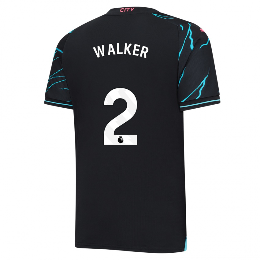 Mann Kyle Walker #2 Mørke Blå Tredje Sett Drakt Trøye 2023/24 Skjorter T-Skjorte