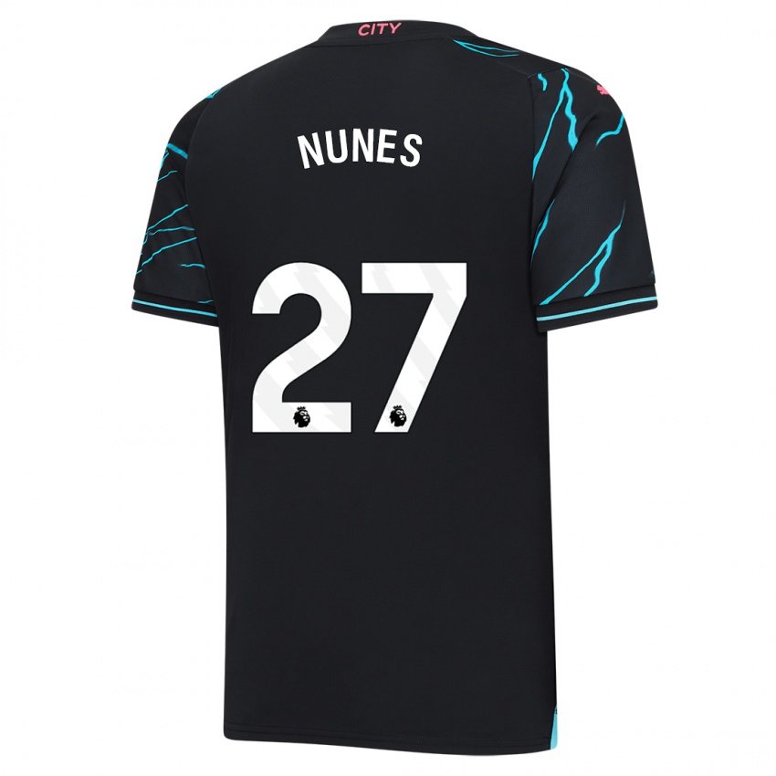 Mann Matheus Nunes #27 Mørke Blå Tredje Sett Drakt Trøye 2023/24 Skjorter T-Skjorte