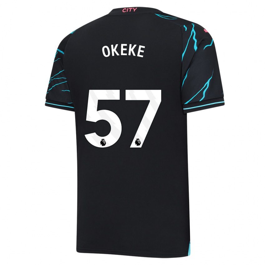 Mann Michael Okeke #57 Mørke Blå Tredje Sett Drakt Trøye 2023/24 Skjorter T-Skjorte