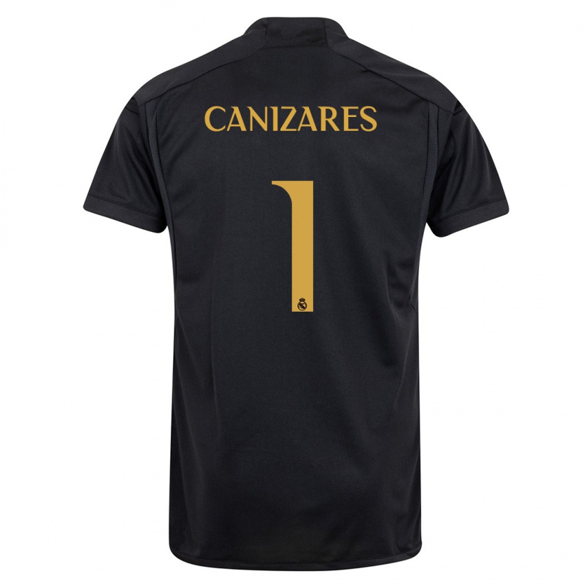 Mann Lucas Canizares #1 Svart Tredje Sett Drakt Trøye 2023/24 Skjorter T-Skjorte