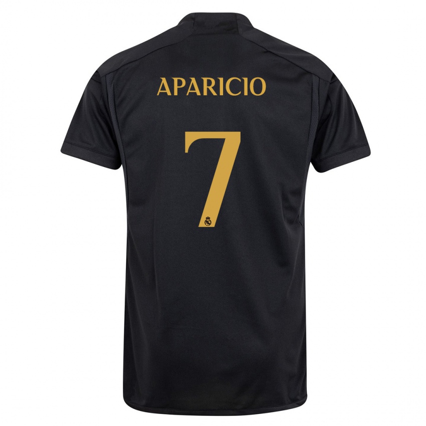Mann Esteban Aparicio #7 Svart Tredje Sett Drakt Trøye 2023/24 Skjorter T-Skjorte