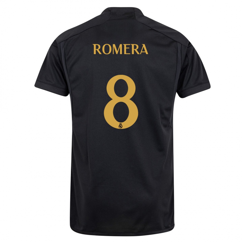 Mann Miguel Romera #8 Svart Tredje Sett Drakt Trøye 2023/24 Skjorter T-Skjorte