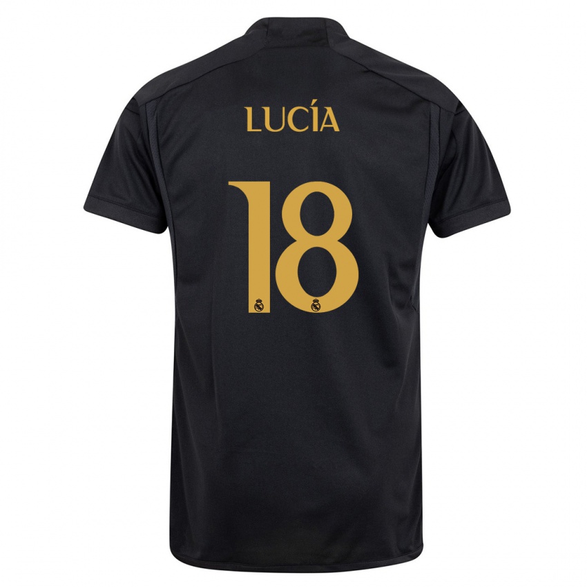 Mann Lucia Rodriguez #18 Svart Tredje Sett Drakt Trøye 2023/24 Skjorter T-Skjorte